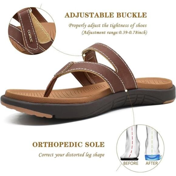 COFACE Womens Fashion Orthotic Flip Flops Ladies Slip On Lightweight Athletic - Picture 12 of 14